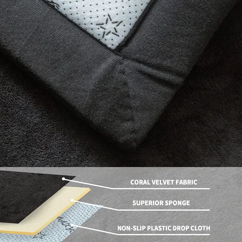Miniatura 4 de Alfombra de terciopelo negro de coral de MAXYOYO, alfombrilla gruesa de tatami japonés para sala de estar con respaldo antideslizante, alfombra