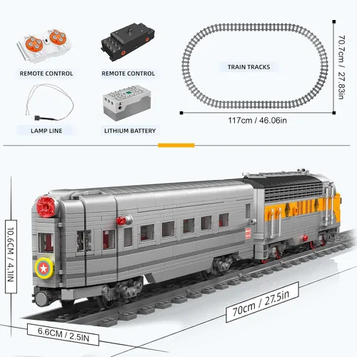 Miniatura 2 de Mould King 12018 Technology Control remoto USA EMD F7 WP Diesel Locomotora ferrocarriles tren iluminación de bloques de construcción Kit