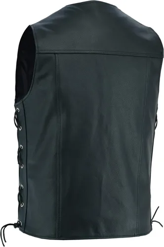 Miniatura 2 de A&H Apparel Chaleco de cuero de vaca genuino para hombre, chaleco de motociclista oculto llevar chaleco duradero