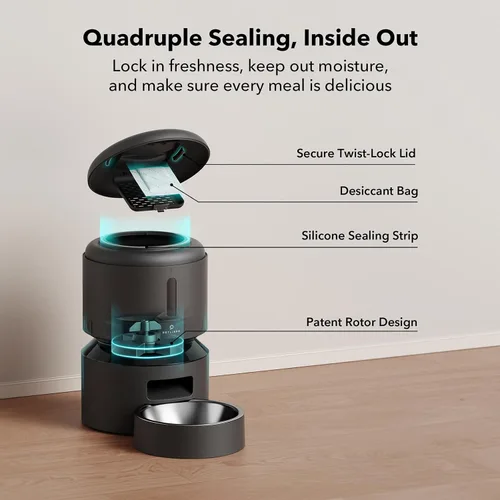 Miniatura 6 de PETLIBRO Comedero automático para gatos, comedero WiFi 5G para mascotas con preservación de frescura, comederos temporizados para gatos secos, hasta