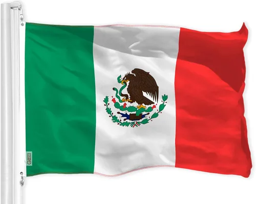 G128 Bandera de México, 3 x 5 pies, serie LiteWeave Pro, impresa en poliéster 150D, ojales de latón, bandera de mexico