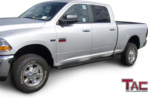 Miniatura 3 de Estribos laterales TAC de tubo de 3" oval de acero inoxidable con peldaños negros para camionetas DODGE RAM 1500/2500/3500 Doble cabina, 2015-2017