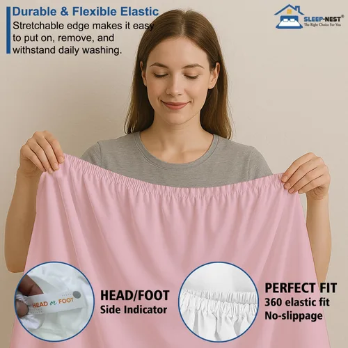 Miniatura 5 de SLEEP-NEST Sábana bajera ajustable tamaño individual, 600 hilos, 100% algodón egipcio de fibra larga, elástico en todo el contorno para colchones