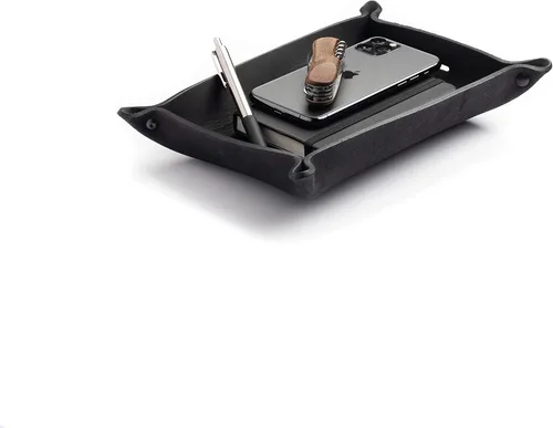 Miniatura 5 de Main Street Forge Bandeja de valet de cuero para hombre, organizador rústico EDC para llaves, teléfono y cartera, fabricado en Estados Unidos