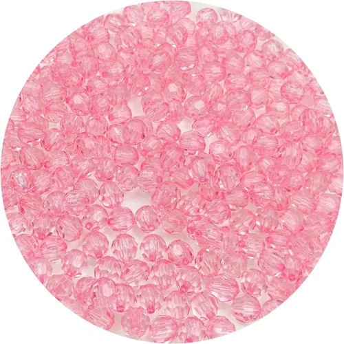400 cuentas de cristal redondas acrílicas de 0.315 pulgadas (0.315 in), cuentas espaciadoras facetadas de color para hacer joyas, bricolaje, Rosa