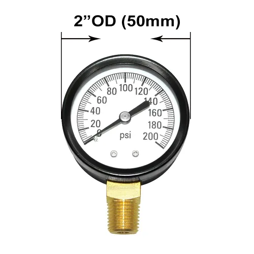 Miniatura 3 de Joywayus Manómetro de 0 a 200 PSI Latón 1/4 "Macho NPT Rosca Montaje Inferior, Múltiples Funciones