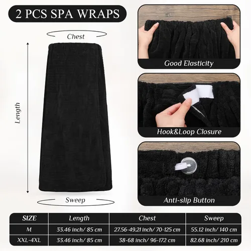 Miniatura 2 de Tigeen 2 toallas para mujer, bata de spa ligera a rayas con cierre ajustable, parte superior elástica, bata de baño suave para spa