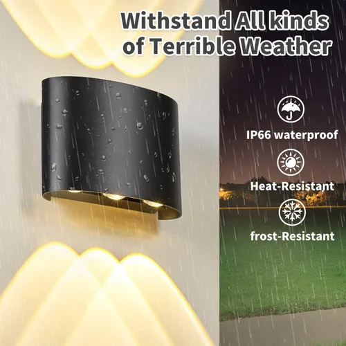 Miniatura 2 de Lámpara de pared moderna de 6 W para porche al aire libre, IP65 impermeable, luz cálida de 3000 K, aplique de pared negro para patios, jardín