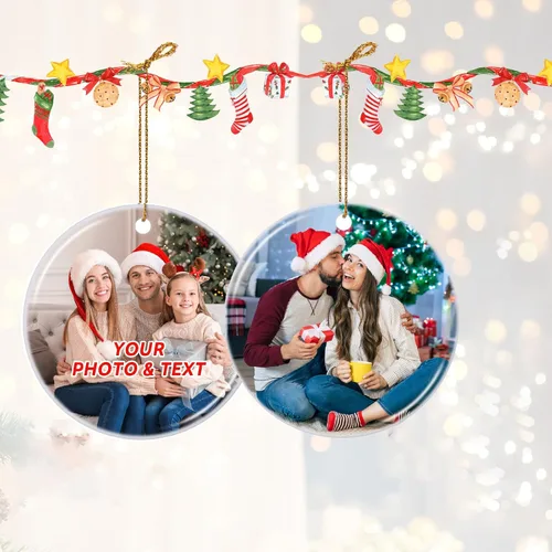 Miniatura 19 de Adornos de Navidad Personalizados 2025, Adornos con Fotos para Árbol de Navidad, Regalos Personalizados para Recién Nacidos, Parejas, Mujeres