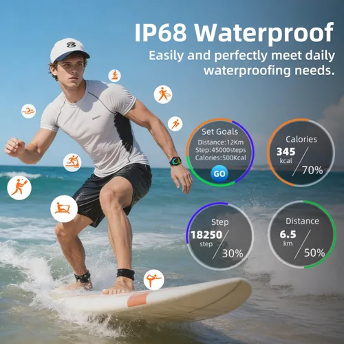 Miniatura 6 de Reloj inteligente para hombres y mujeres Fitness: impermeable, responder, hacer llamada, digital, relojes para hombres, correr, seguimiento