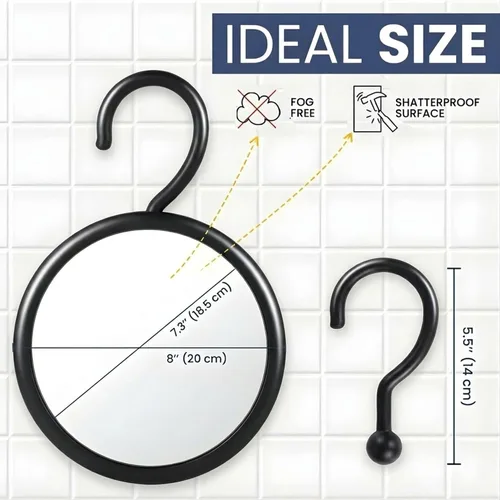 Miniatura 5 de MIRRORVANA Espejo de afeitado redondo sin niebla colgante con gancho giratorio de 360° para colgar y rociar antivaho adicional, superficie antivaho
