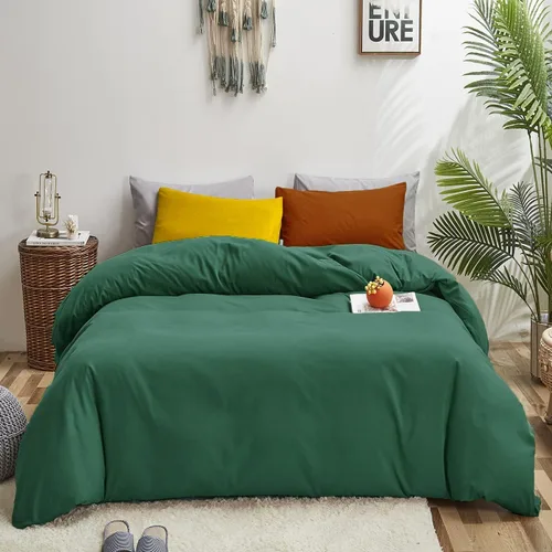Miniatura 43 de Luxlovery Juego de edredón azul marino, tamaño King, de algodón, suave, transpirable, acogedor, con 1 funda de almohada color amarillo y 1 funda