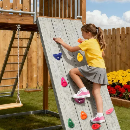 Miniatura 6 de Juego de 36 soportes de escalada en roca para niños, agarres de pared para escalada en roca, juego de pared para interiores y exteriores, juego