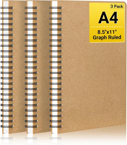 Miniatura 14 de EUSOAR Cuaderno de espiral de tapa dura, tamaño A5, paquete de 3 unidades de 5.5 x 8.3 pulgadas, 120 páginas, cuaderno de espiral con gráficos