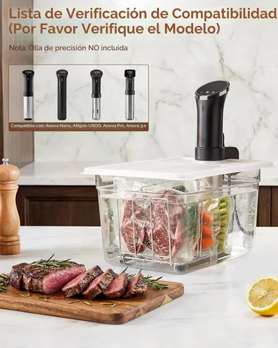 Miniatura 7 de EVERIE Sous Vide - Contenedor compatible con ANOVA Nano, Contenedor con tapa y estante