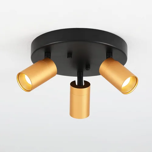 Miniatura 12 de Shura - Lámpara de techo LED redonda integrada de 3 luces negras con cabezales giratorios, luz de techo ajustable de montaje empotrado, 3000 K, 1365