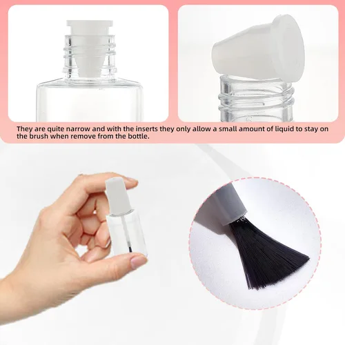 Miniatura 4 de NICENEEDED Botellas vacías de esmalte de uñas, contenedor de esmalte de uñas de plástico recargable, botellas de esmalte de uñas transparentes
