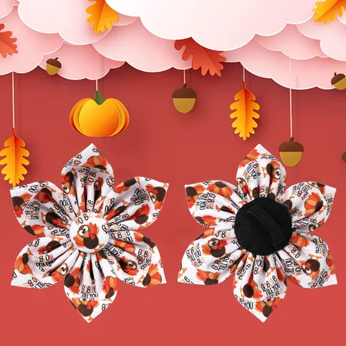 Miniatura 4 de Collar de Perro de Acción de Gracias con Flor, Collar de Flores de Algodón de Pavo para Cachorra Hembra, Perro o Gato, Collar de Flores de Otoño