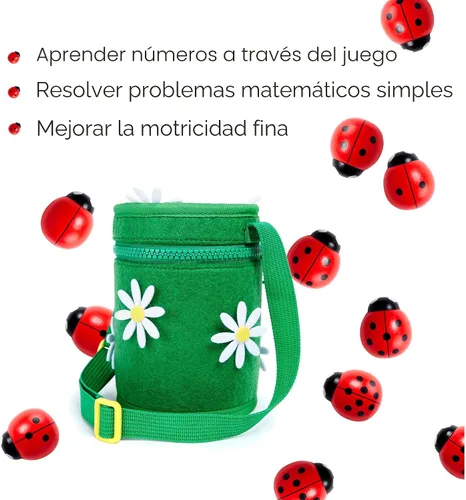 Miniatura 3 de Contar mariquitas – Juguete Montessori de madera para niñas de 3, 4 y 5 años, juguetes de aprendizaje de mariquita para niños pequeños, juguetes