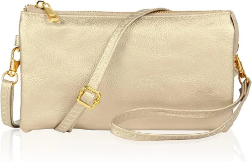 RIAH FASHION Cartera convertible de cuero vegano para bolso de mano Bolso pequeño para teléfonoranuras para tarjetas y muñeca desmontablebandolera