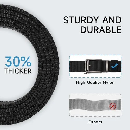 Miniatura 2 de SENDEFN Cinturones de trinquete de nailon para hombres, cinturón de tela de golf con hebilla ajustable automática jeans casuales