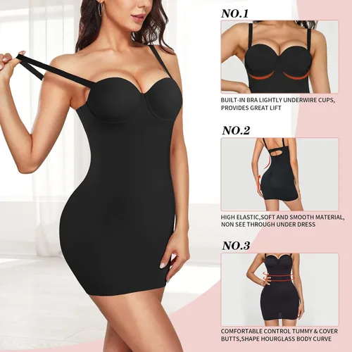 Miniatura 4 de REYEOGO Body moldeador de cuerpo completo para mujer parte inferior del vestido lencería adelgazante brasier integrado faja con control de abdomen