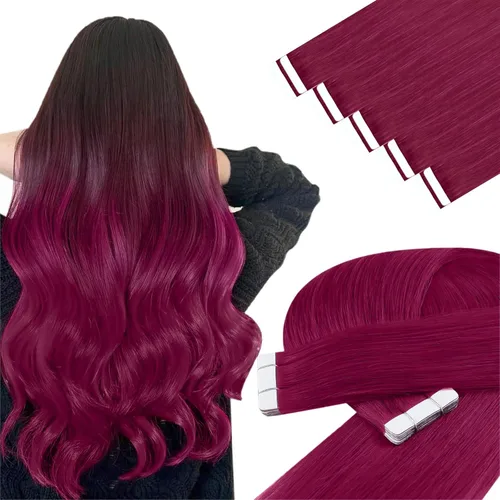 Miniatura 24 de YoungSee - Extensiones de cabello humano con cinta adhesiva, color negro ombre, extensiones de cabello humano real, cinta adhesiva invisible