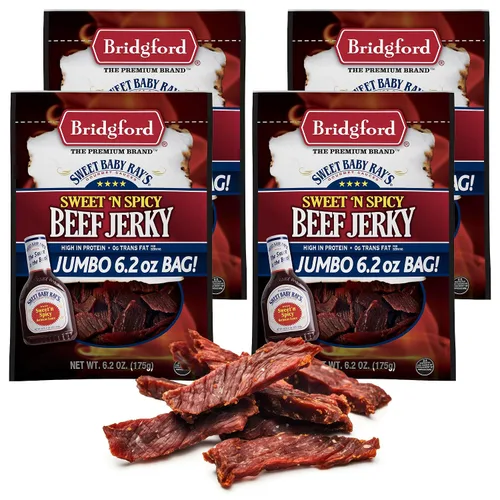 Miniatura 11 de Bridgford Sweet Baby Ray's Beef Jerky Sweet N Spicy - Paquete de 2 unidades de 6.2 onzas, cecina de res picante endulzada con alto contenido