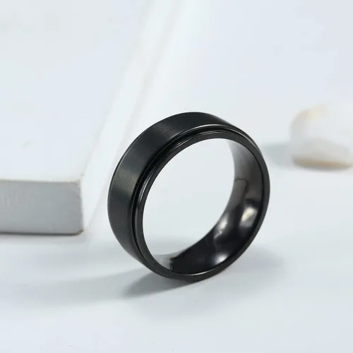 Miniatura 6 de Anillo giratorio de titanio de tungsteno de 0.2360.315 pulgadas para hombre, tamaño medio, sin níquel, anillo de ansiedad para hombres y mujeres