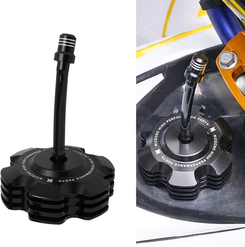 NICECNC Tapa de combustible de gas negra con tubo de ventilación compatible con Yamaha Raptor 700 700R, Grizzly 125 TTR110 TTR125LE, repuesto para