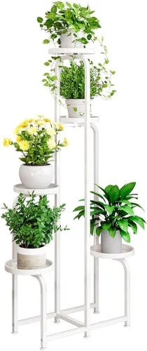 Miniatura 9 de INGIORDAR - Soporte para plantas de interior y exterior, estante de metal de 3 niveles para múltiples plantas, soportes de flores de esquina