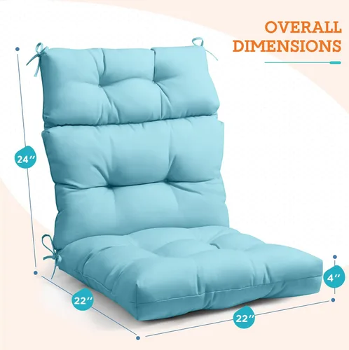 Miniatura 3 de EAGLE PEAK Cojín Acolchado para Silla de Patio con Respaldo Alto para Exteriores/Interiores, Juego de 1, 46'' x 22'', Azul Claro