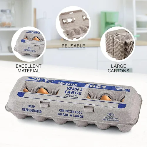 Miniatura 5 de MT Products - Cartones de huevos vacíos impresos con capacidad para hasta doce huevos, 1 docena grande, caja de huevos de papel de pulpa natural