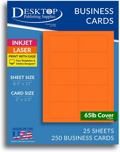 Miniatura 12 de 250 tarjetas de visita azul brillante de 3.5 x 2 pulgadas, hojas de papel de tarjetas de visita en blanco de colores imprimibles, tarjetas de visita