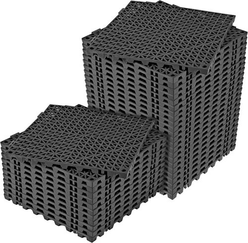 Miniatura 8 de ToLanbbt Cojín modular entrelazado 8P de 11.8 x 11.8 pulgadas, agujeros de drenaje de goma entrelazados antideslizantes para cubierta, ducha