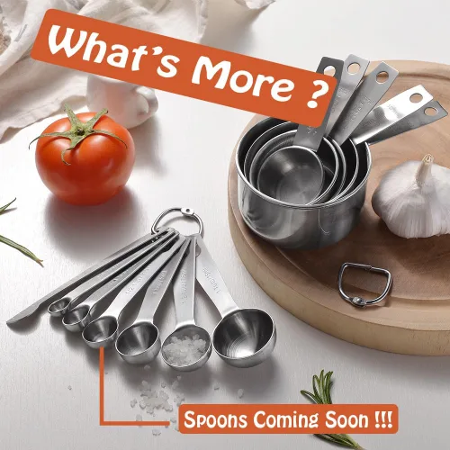 Miniatura 7 de Juego de tazas medidoras de acero inoxidable, 5 piezas de utensilios de medición de cocina, para cocinar y hornear, para medir ingredientes secos