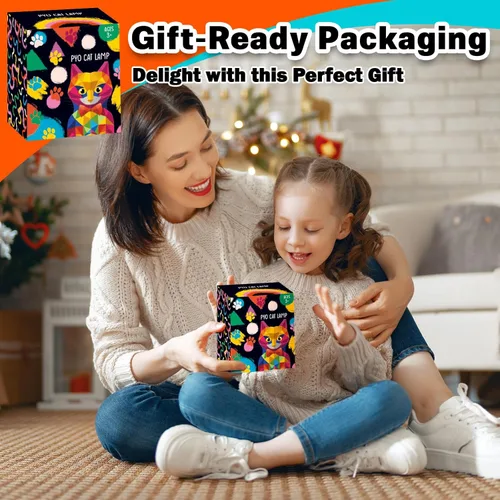 Miniatura 7 de FUNZBO Kit de lámpara para pintar tu propio gato de 4.3 pulgadas, suministros de pintura para niños y adolescentes, juguete de luz nocturna