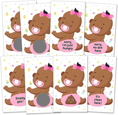 Juego de 38 cartas para rifas de baby shower para niñas, boletos de lotería para baby shower, juegos de tarjetas para raspar, juegos de tarjetas