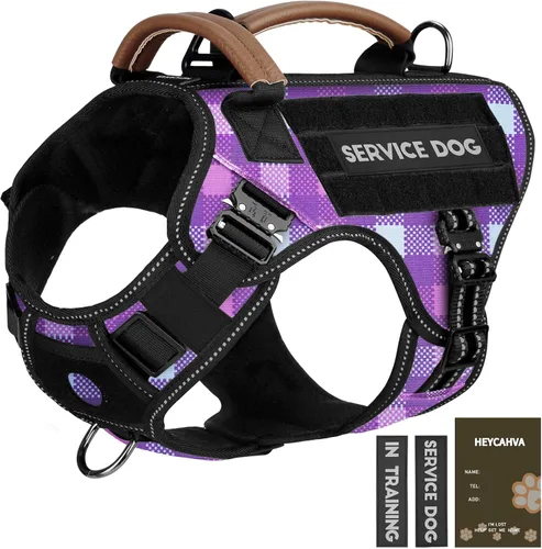Miniatura 14 de Chaleco para perro de servicio - HEYCAHVA Arnés táctico para perro con hebillas metálicas completas para perros grandes y medianos, chaleco Negro