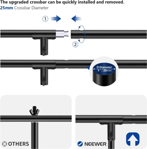 Miniatura 3 de Neewer Kit de soporte de fondo en forma de T, soporte de trípode ajustable de 8.5 pies de alto y barras transversales de 5 pies/4.9 ft de ancho