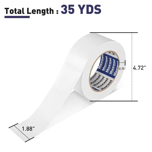 Miniatura 6 de Cinta Adhesiva Blanca de Uso Pesado - 1.88 pulgadas x 35 yardas Impermeable Sin Residuos Cinta Adhesiva Fuerte Desgarrable para Uso Interior y Blanco