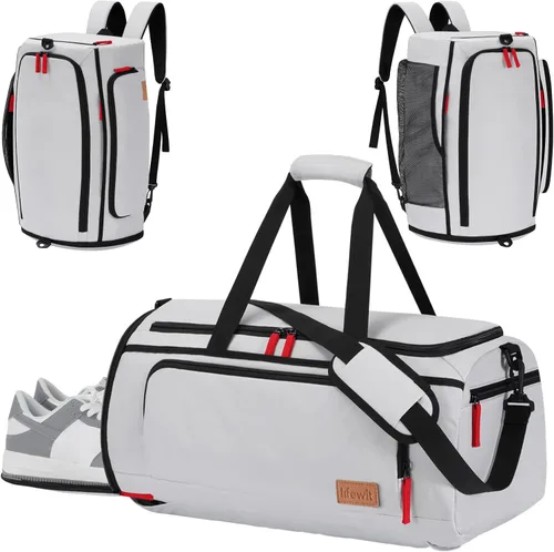Lifewit Bolsa de gimnasio para hombres y mujeres con compartimento para zapatos, bolsa de viaje de 40 litros para viajes, 3 en 1, impermeable, para