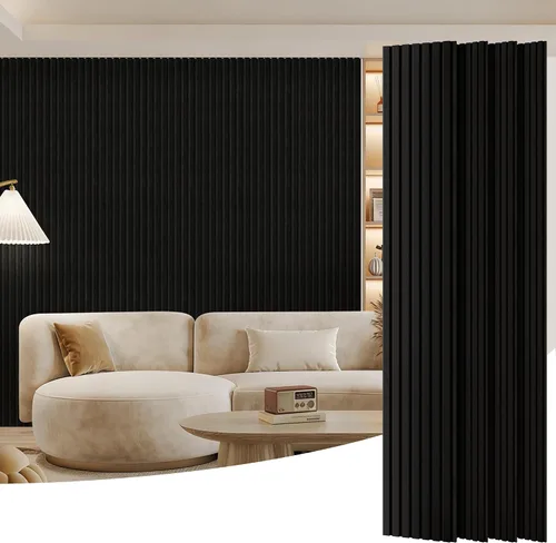 Miniatura 10 de Paquete de 2 paneles de madera para pared, paneles acústicos de listones de madera de 48 x 24 pulgadas, paneles acústicos para decoración de paredes