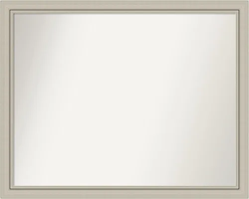 Miniatura 239 de Amanti Art Espejo de baño plateado para sobre fregadero, 23 x 23 pulgadas, espejo cuadrado plateado en ángulo, marco de madera moderno medio, se