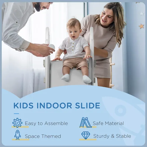 Miniatura 5 de Qaba Tobogán de interior para niños pequeños de 1.5 a 3 años, tobogán pequeño, juego de juguetes espaciales para niñas y niños, color gris