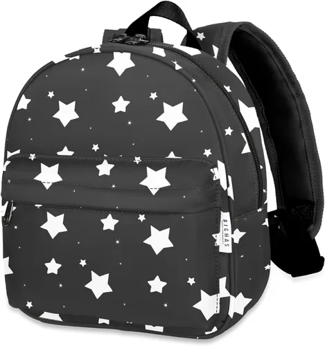 Mochila ligera para niños pequeños con correa para el pecho para niños y niñas, jardín de infantes preescolar de 3 a 6 años, 30 colores, negro