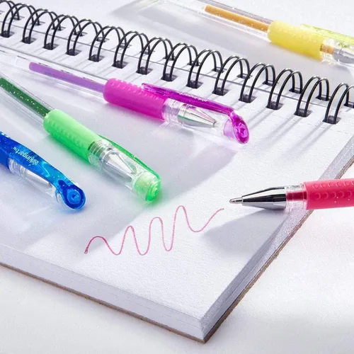 Miniatura 9 de KINGART Bolígrafos de gel de punta redonda con purpurina, 50 colores brillantes con comodidad de agarre suave, cartucho de tinta XL, más tinta