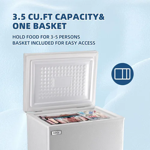Miniatura 4 de Congelador de Cofre 3.5 Pies Cúbicos Congelador Profundo Pequeño Puerta Superior Mini Congelador con Canasta Removible, Bajo Ruido, 7 Temperaturas