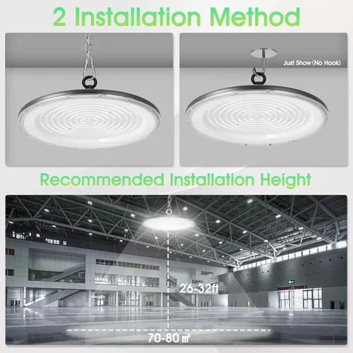 Miniatura 5 de loyal Luz LED de alta bahía, 500 W UFO High Bay Led Shop Lights 6000K 50000LM para almacén, taller, fábrica, gimnasio, garaje, granero, 2024, nuevo
