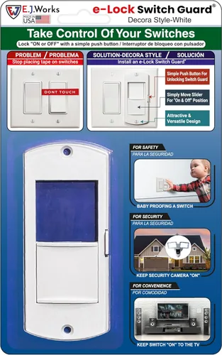 Miniatura 10 de eLock - Protector de interruptor para interruptores decorativos/basculantes, bloqueo de interruptor de luz a prueba de niños con botón